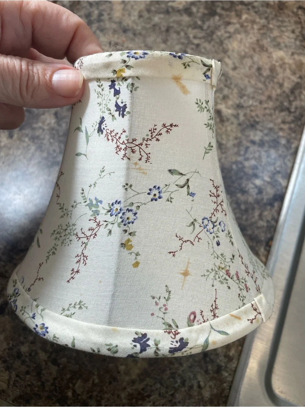 ACME Orange Mini Cast Iron Stove Lantern Vtg Salesmen Sample Floral Fabric Shade